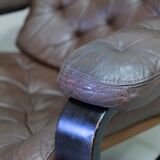 Mid-century Finnish leather lounge chair by Oy BJ Dahlqvist for BD Furniture, 1960s