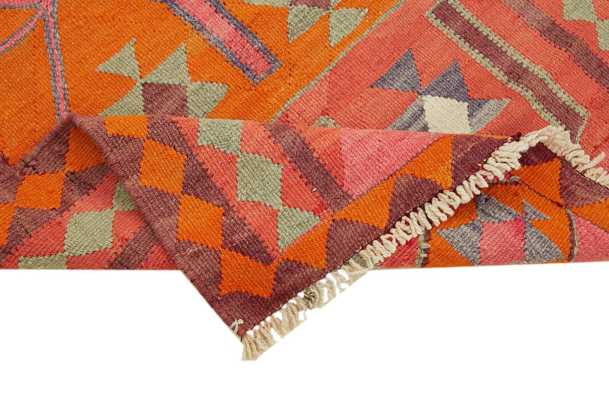 Turkish Handwoven Vintage Herki Kilim 105 cm x 355 cm