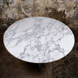 Large table ronde en marbre de Carrare, Italie, 1970s