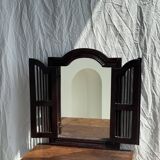 Dark brown wooden mirror with two baguettes H55 L40