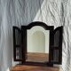 Dark brown wooden mirror with two baguettes H55 L40
