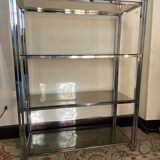 Modular shelf chrome and smoked glass 70s