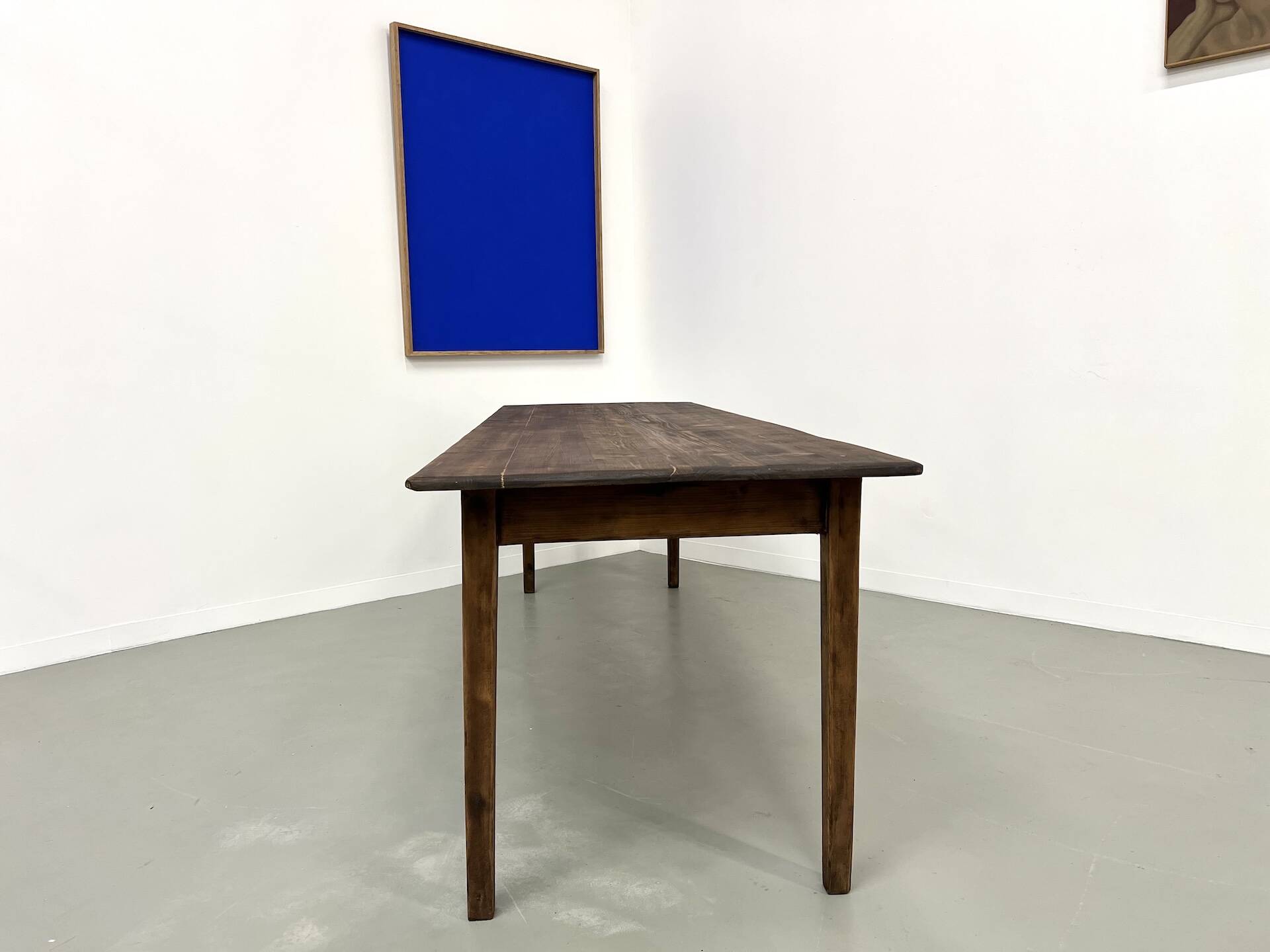 Large solid pine farmhouse table with spindle legs