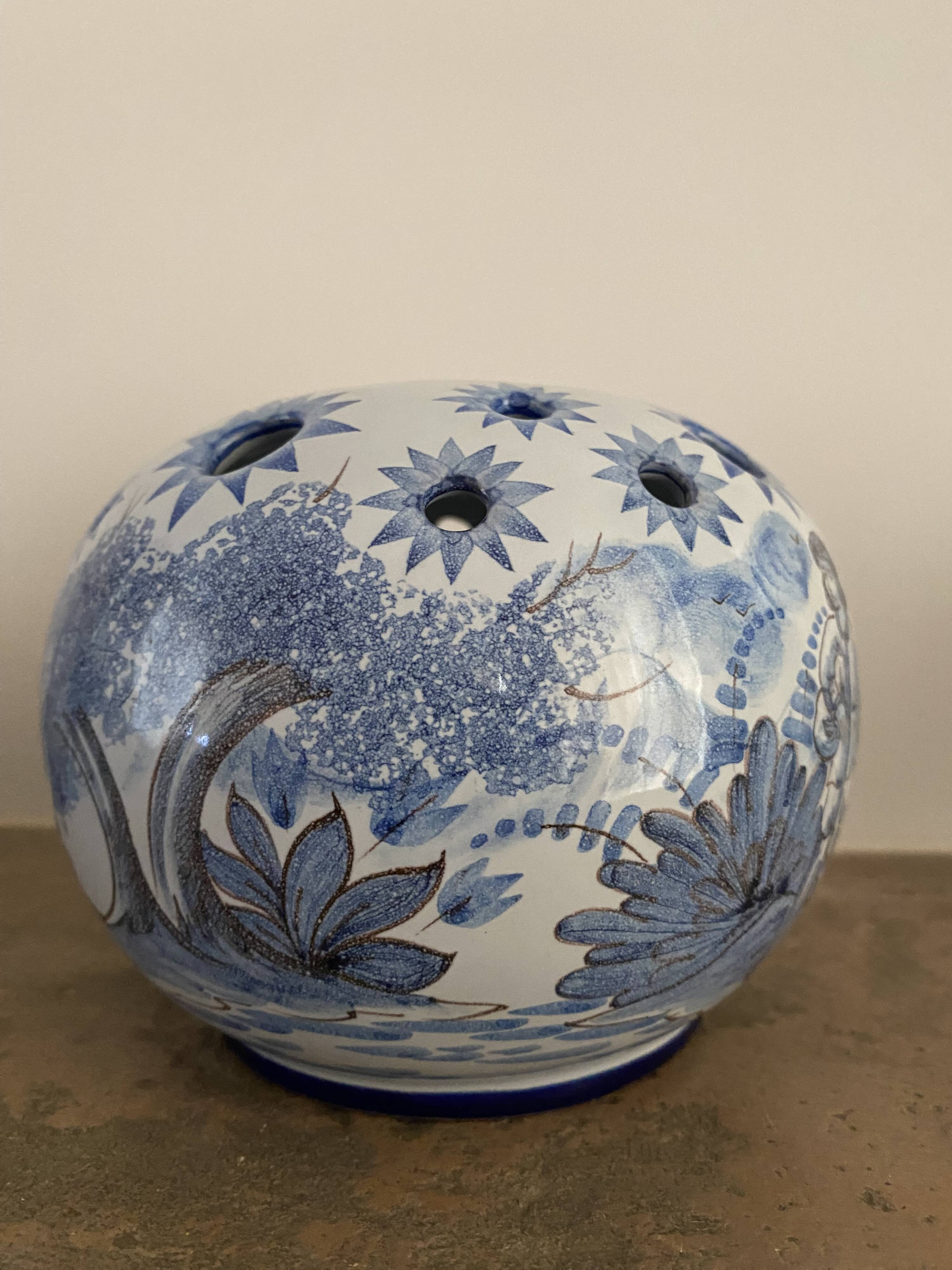 Nevers earthenware flower vase by A. Montagnon