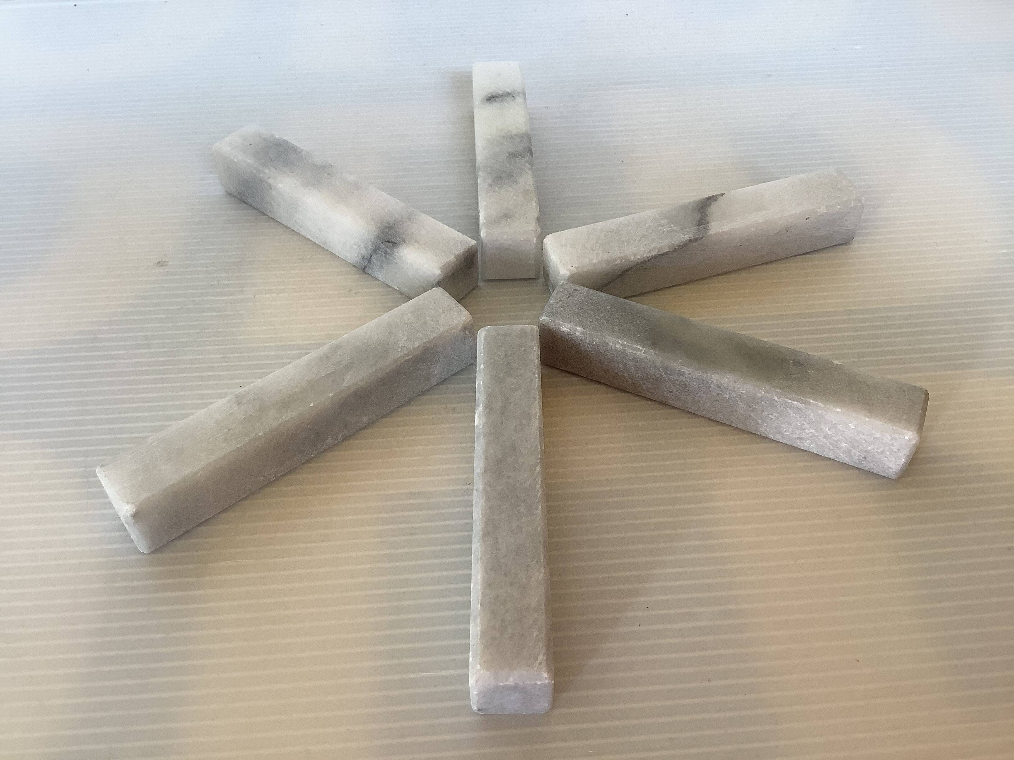 Six gray white marble knife holders