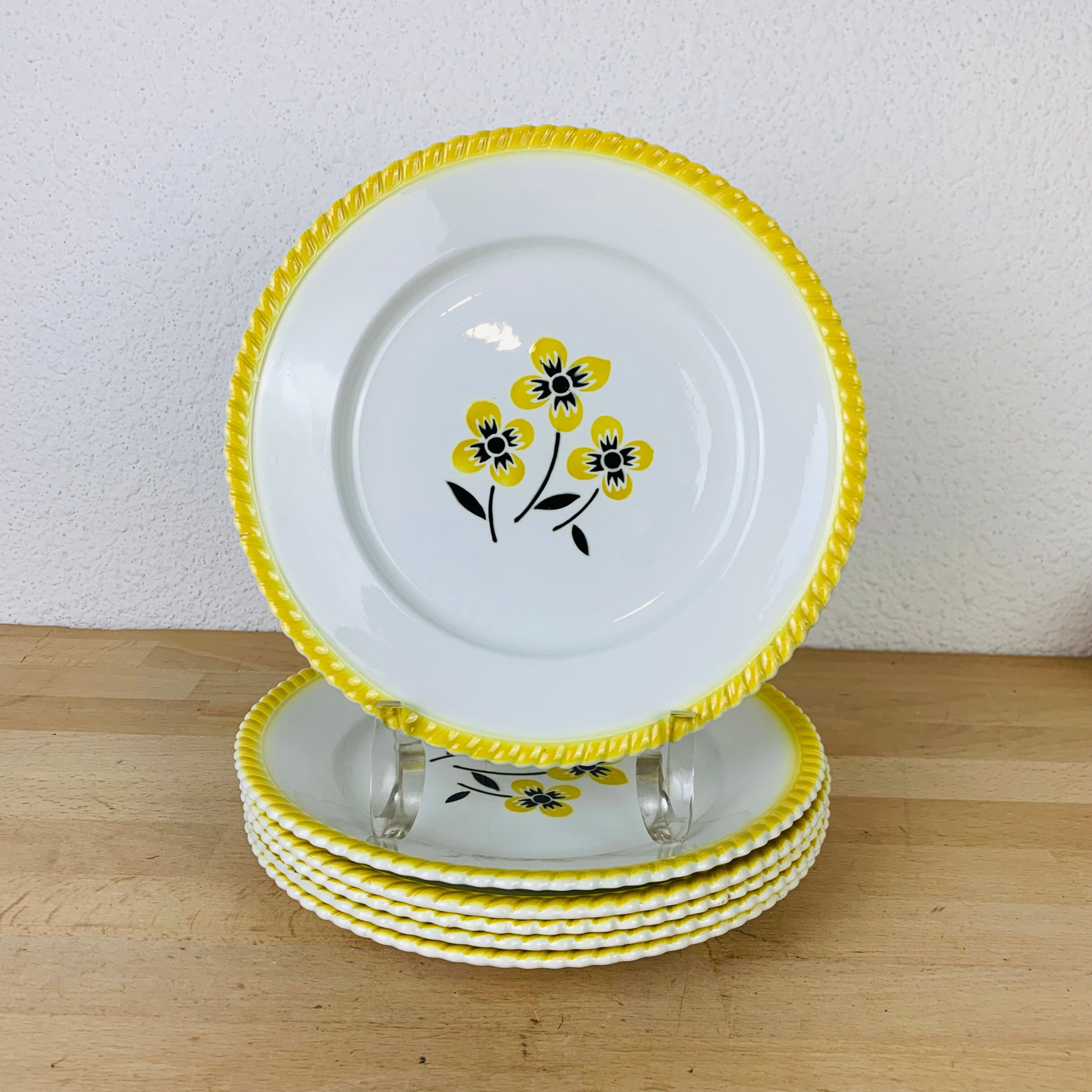 Set of 6 vintage earthenware dinner plates.