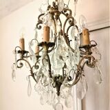 Old cage chandelier. Bronze and tassels. 6 arms of lights.
