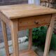 antique tall fir wood side table, a piece of workshop furniture