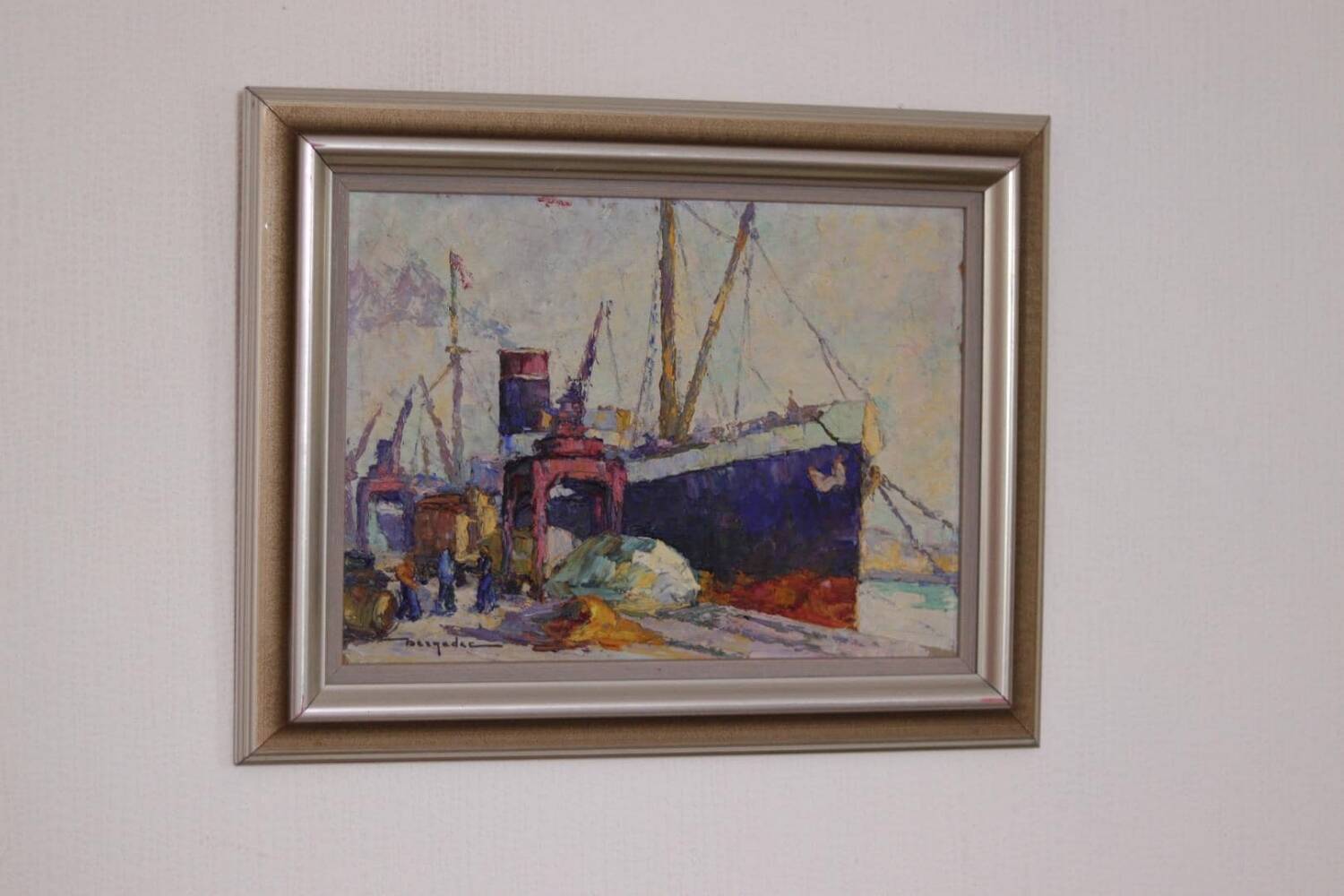 French Oil on Panel – “Port de Nice” by Elie Bernadac (1913–1999)