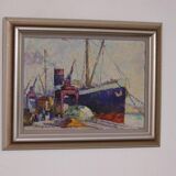 French Oil on Panel – “Port de Nice” by Elie Bernadac (1913–1999)