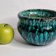 Turquoise and black glazed stoneware bowl – signed Accolay