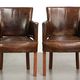 Characterful set of 6 cowhide dining chairs made of grained leather