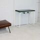 Tubular steel console, black glass tray, circa 1950