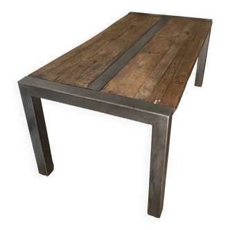 Table en métal et bois massif