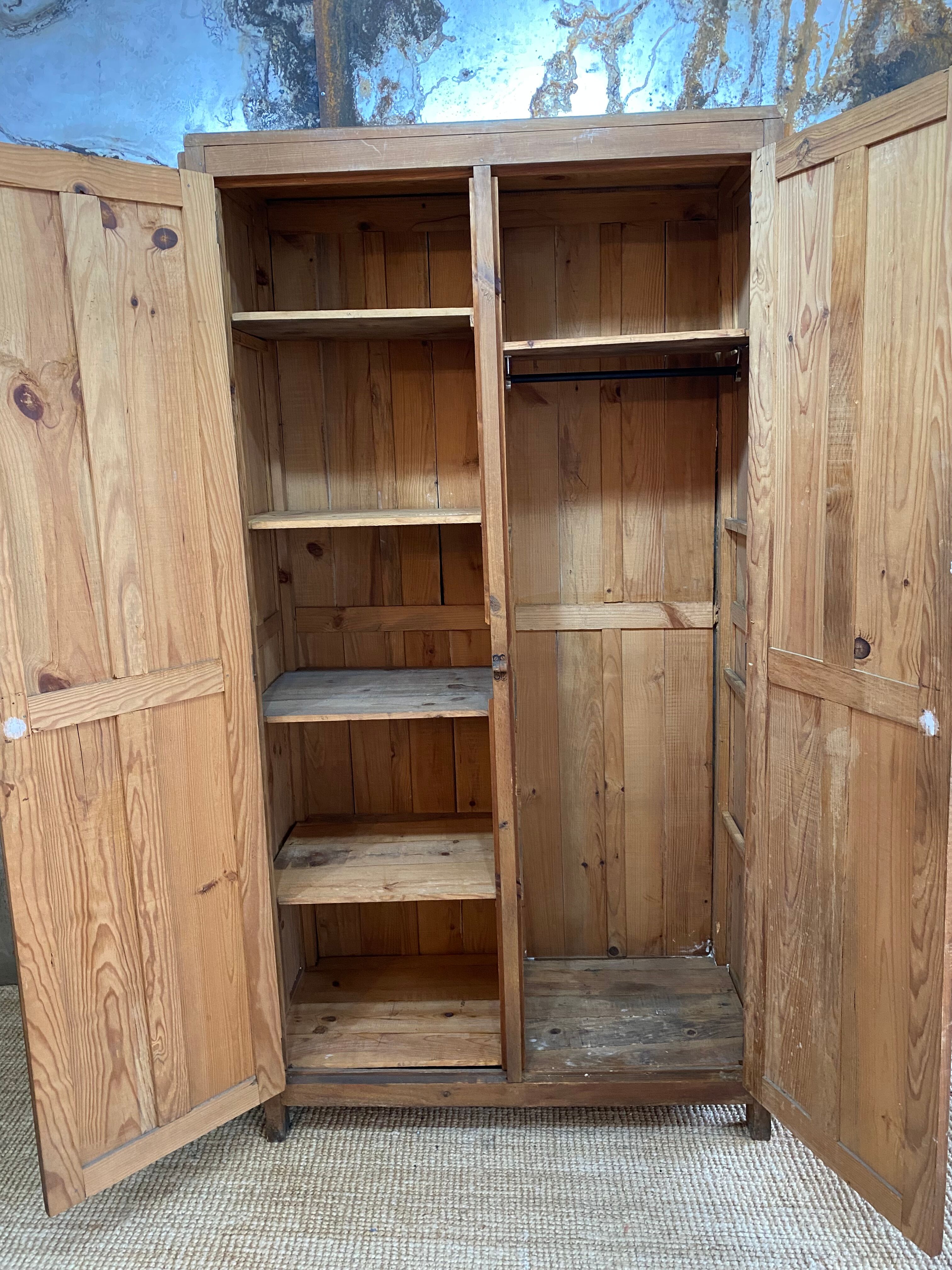 Antique Parisian wardrobe in solid pine