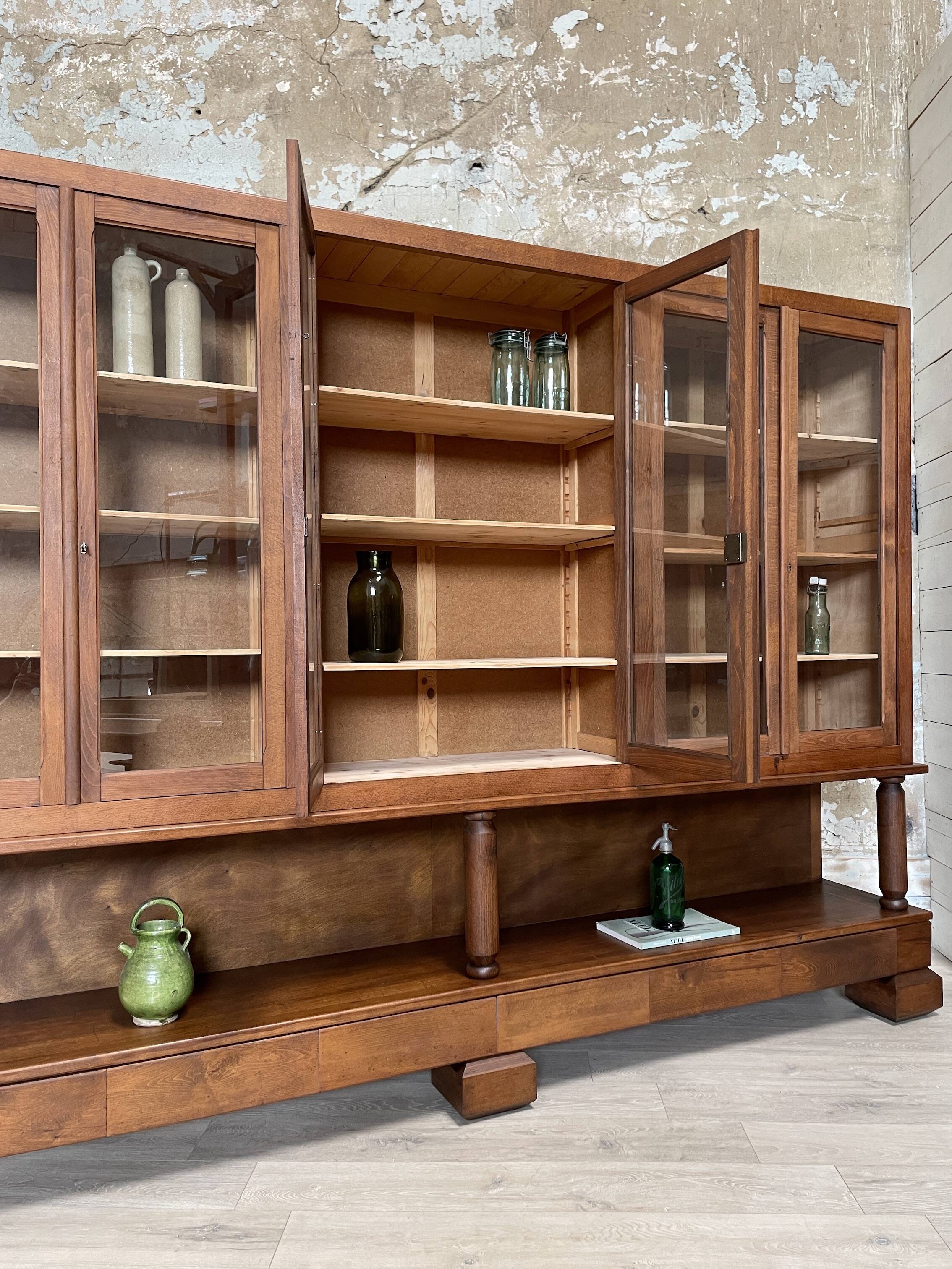 Solid wood display cabinet.