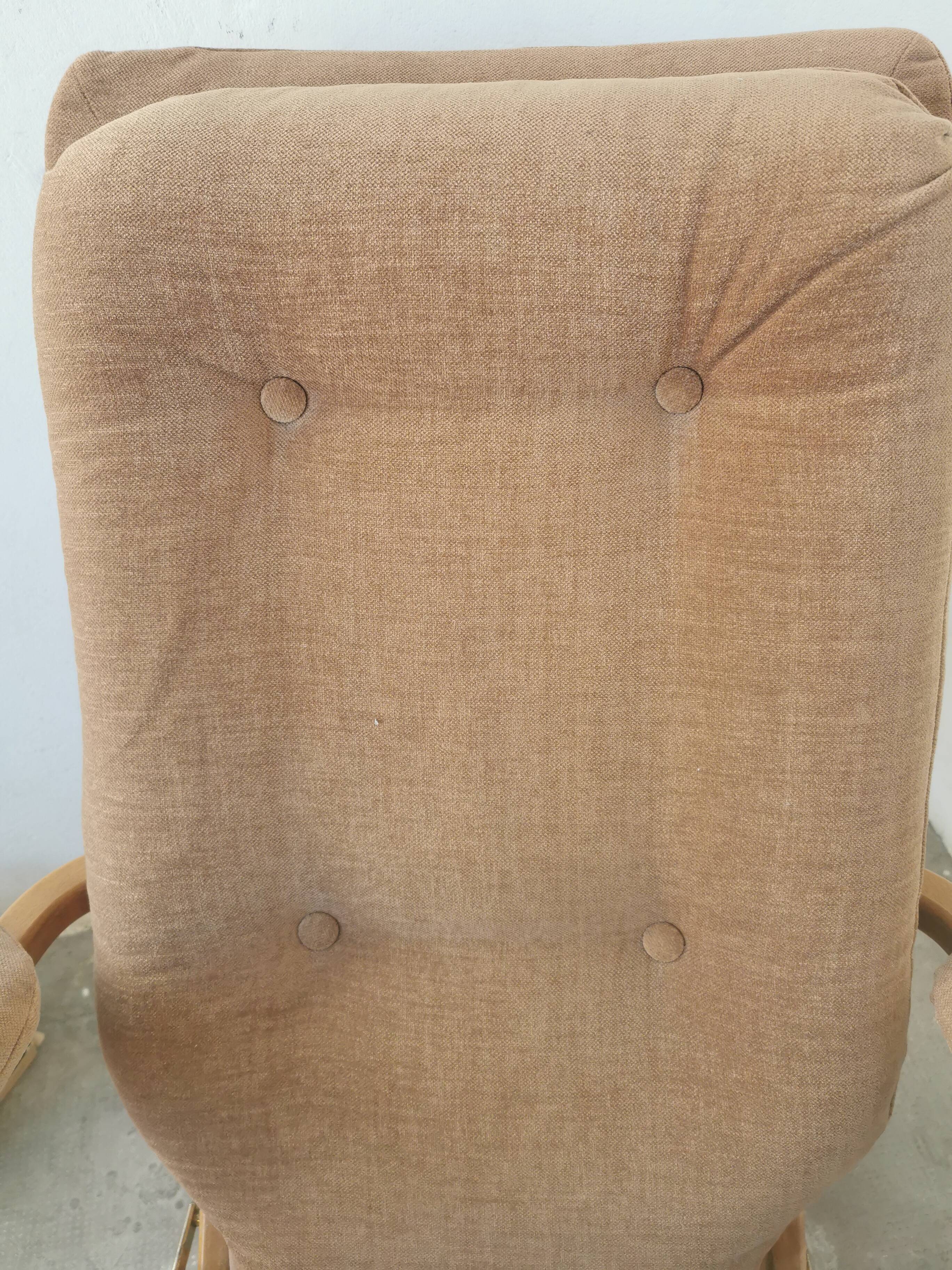 Relax armchair and its velvet ottoman from the 70s /80
