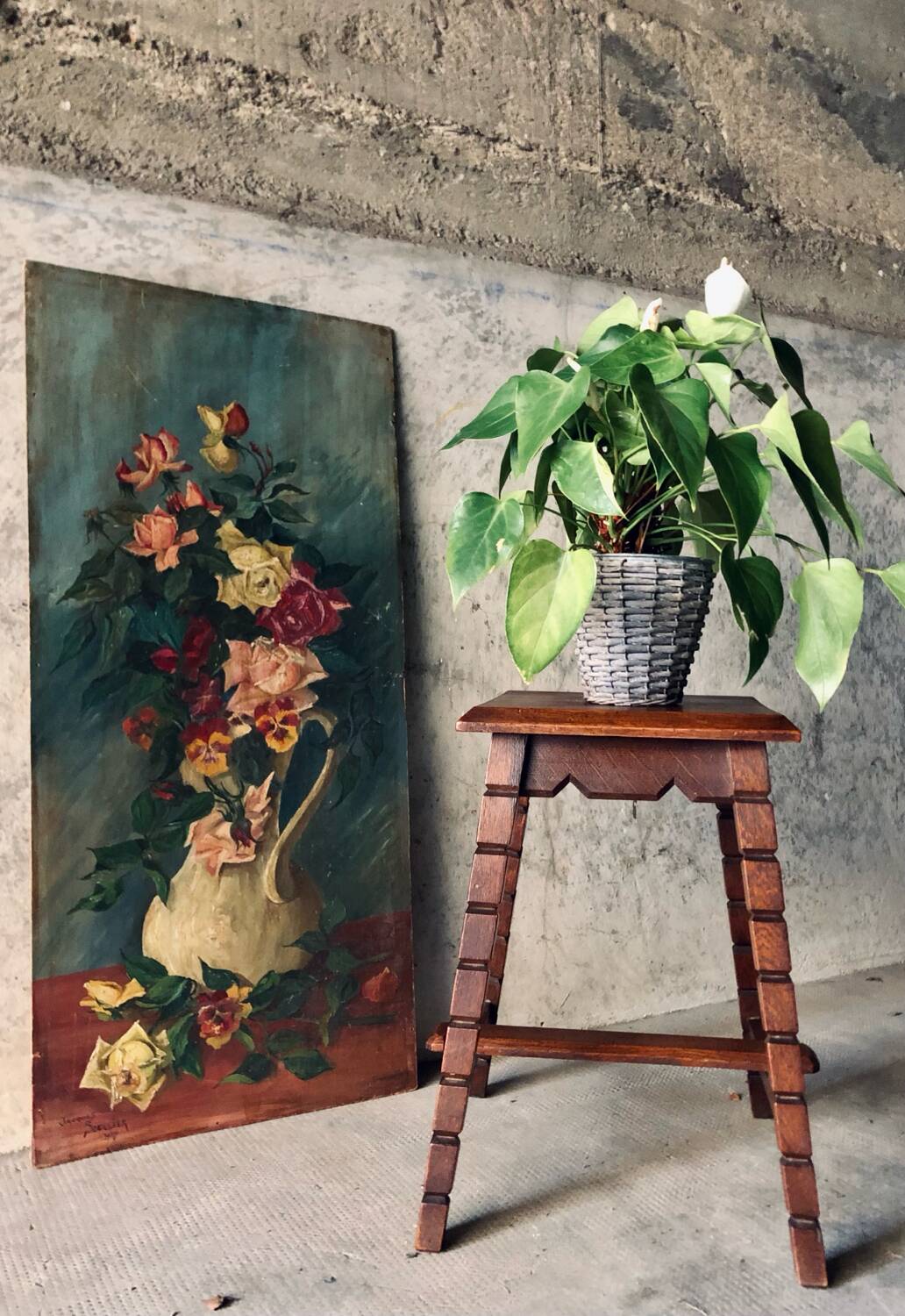 Mid-Century XX Oak Stool or Side Table