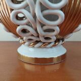 Sainte Radegonde ball vase in white and gold earthenware circa 1940-1950