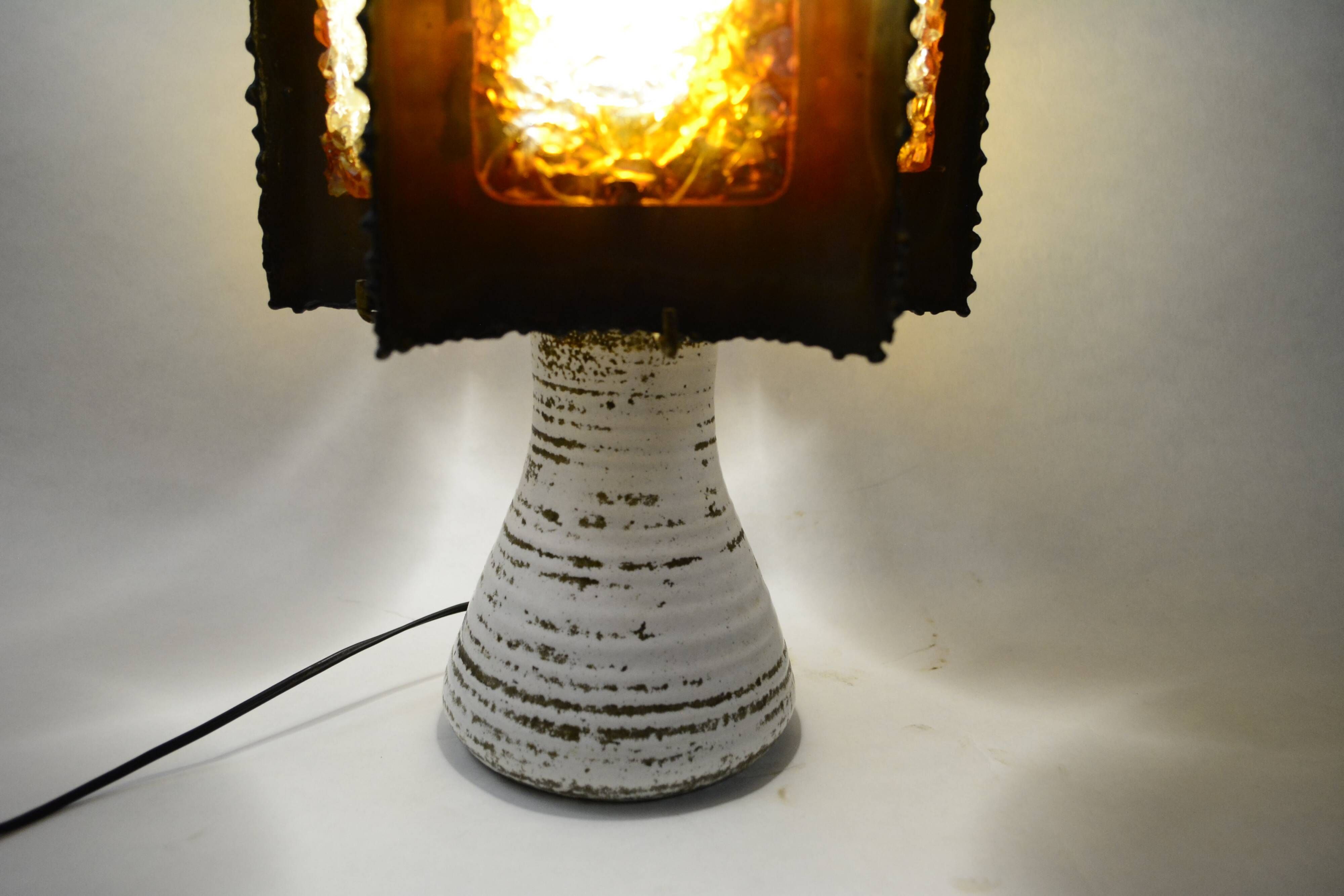 Brutalist design lamp in ceramic and metal - Accolay