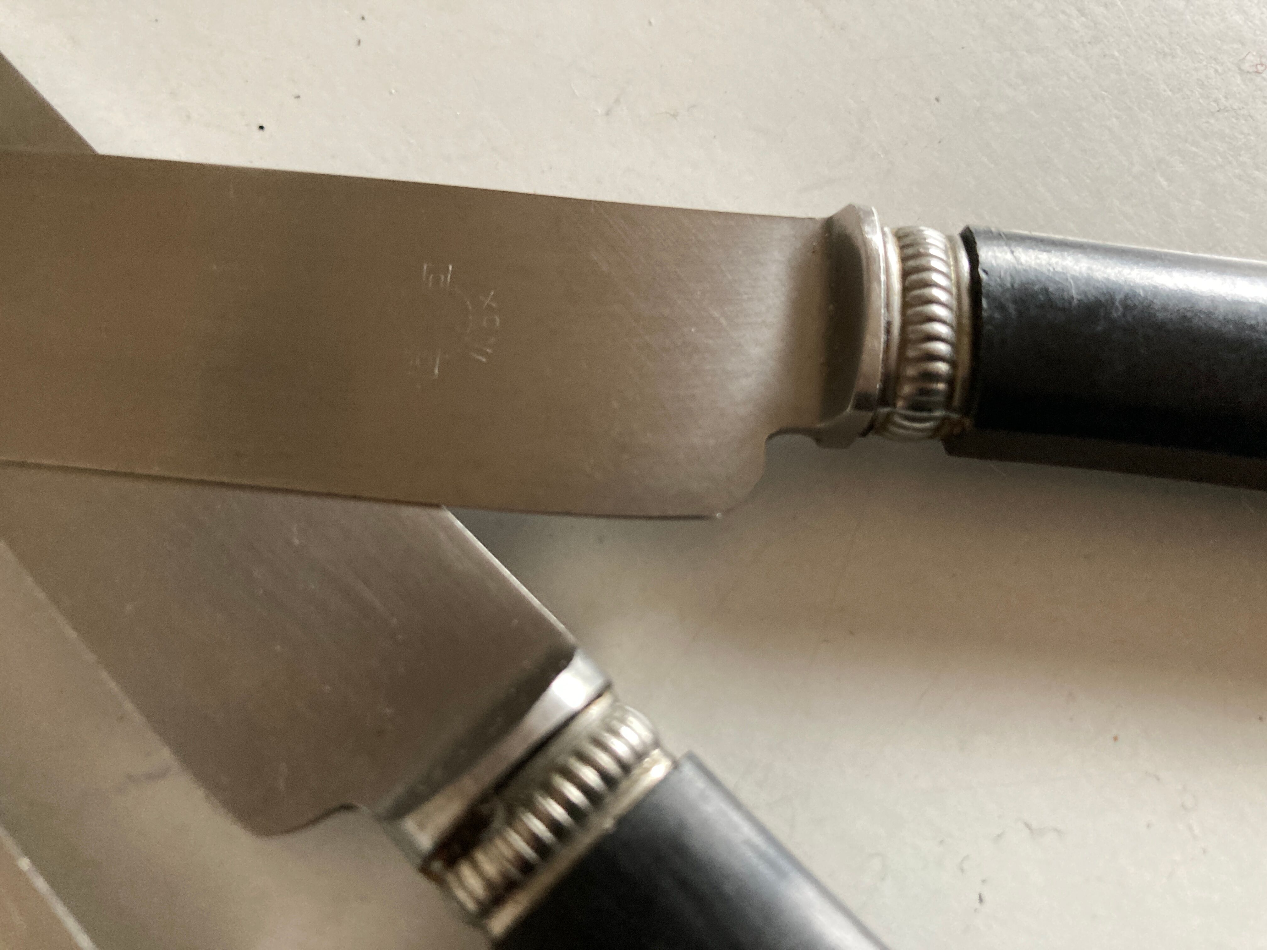 Set of 8 knives Cluny Vieux Paris 1920 black Bakelite handle