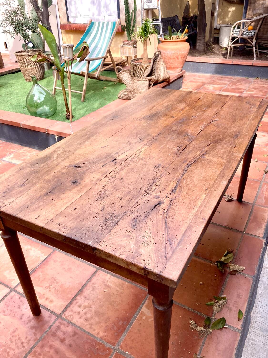 Solid wood farmhouse table