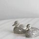 Silver plated duck shaped salt and pepper shakers