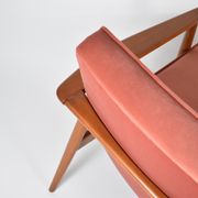 Pink velvet armchair, designer M. Zielinski, 1960s, Poland