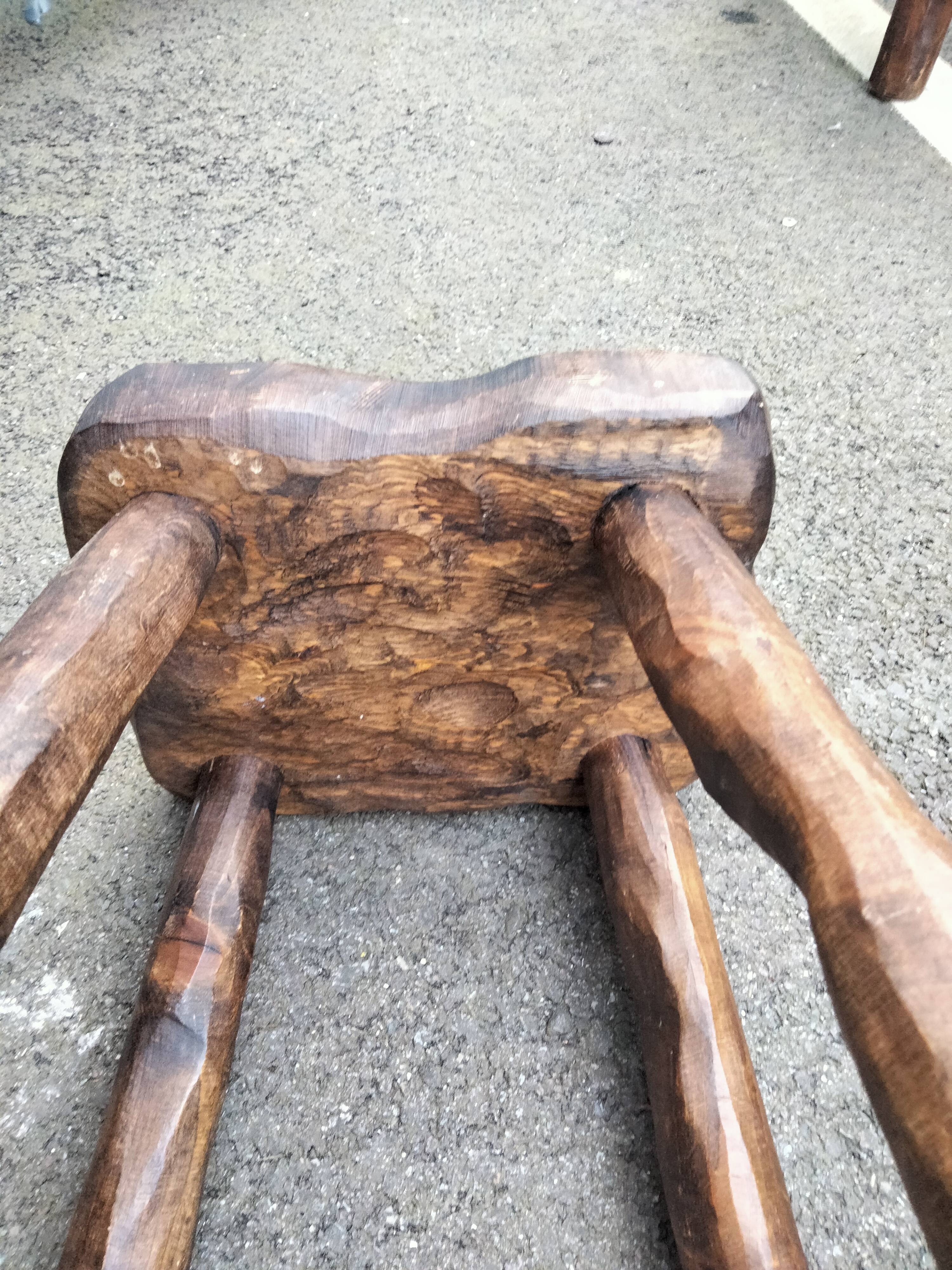 Pair of antique wooden chair stools vintage tree trunk décor