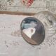 Old water decanter in curved glass and tin Art Nouveau style