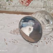 Old water decanter in curved glass and tin Art Nouveau style