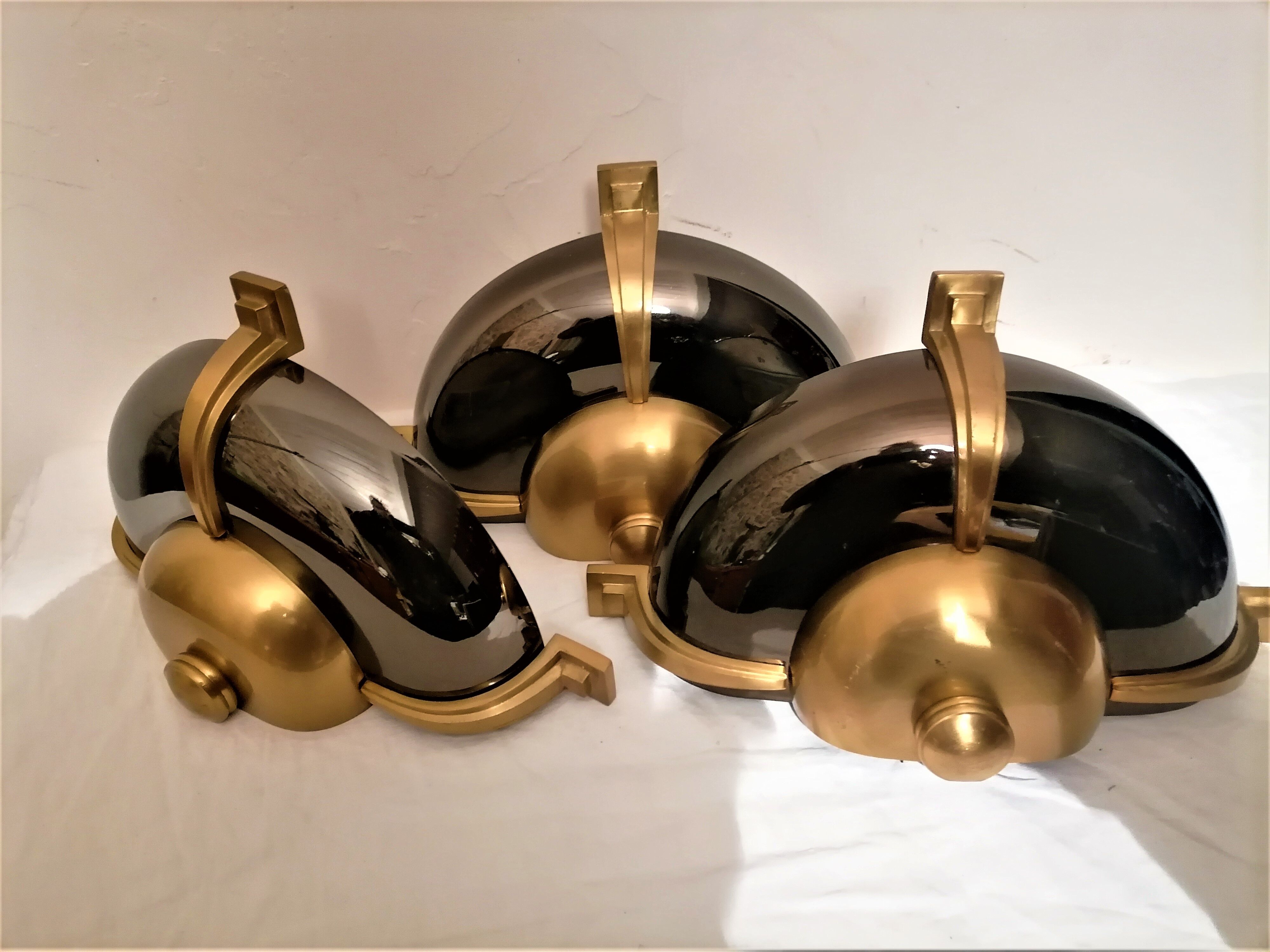 Suite of 3 art deco wall lamps