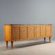 Vintage buffet in walnut veneer and burl, 1950s design.