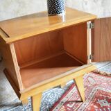 Blonde wood bedside table
