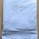 Old linen dish cloth, embroidered Monogram "JB"