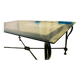 Table basse vintage – verre biseauté & fer forgé – 119×69×44 cm
