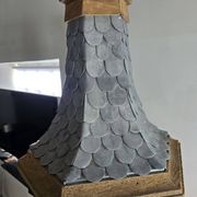 Monumental lamp with a dolphin in cast iron and lead scales - 110cm