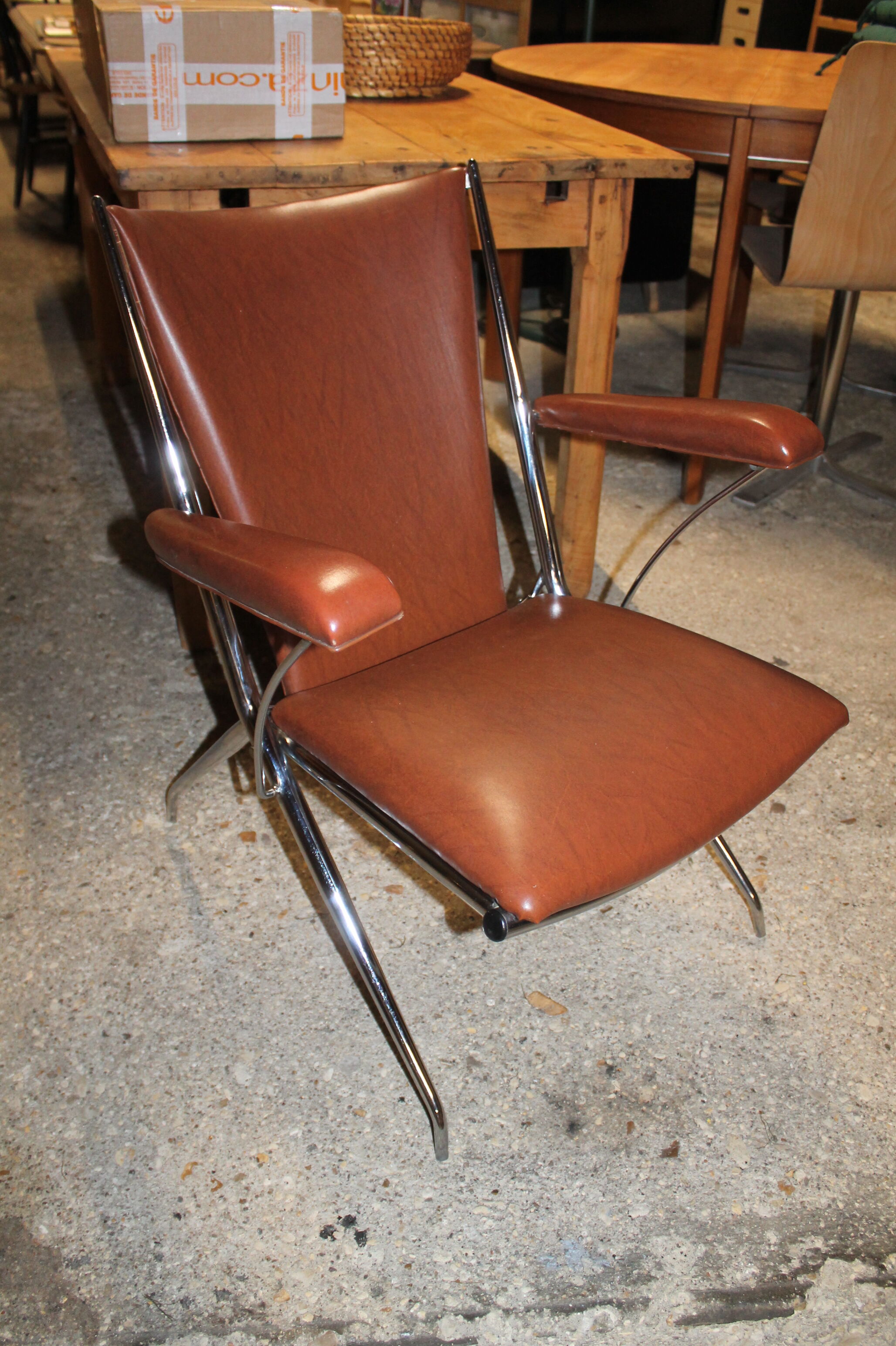 Brown folding chair