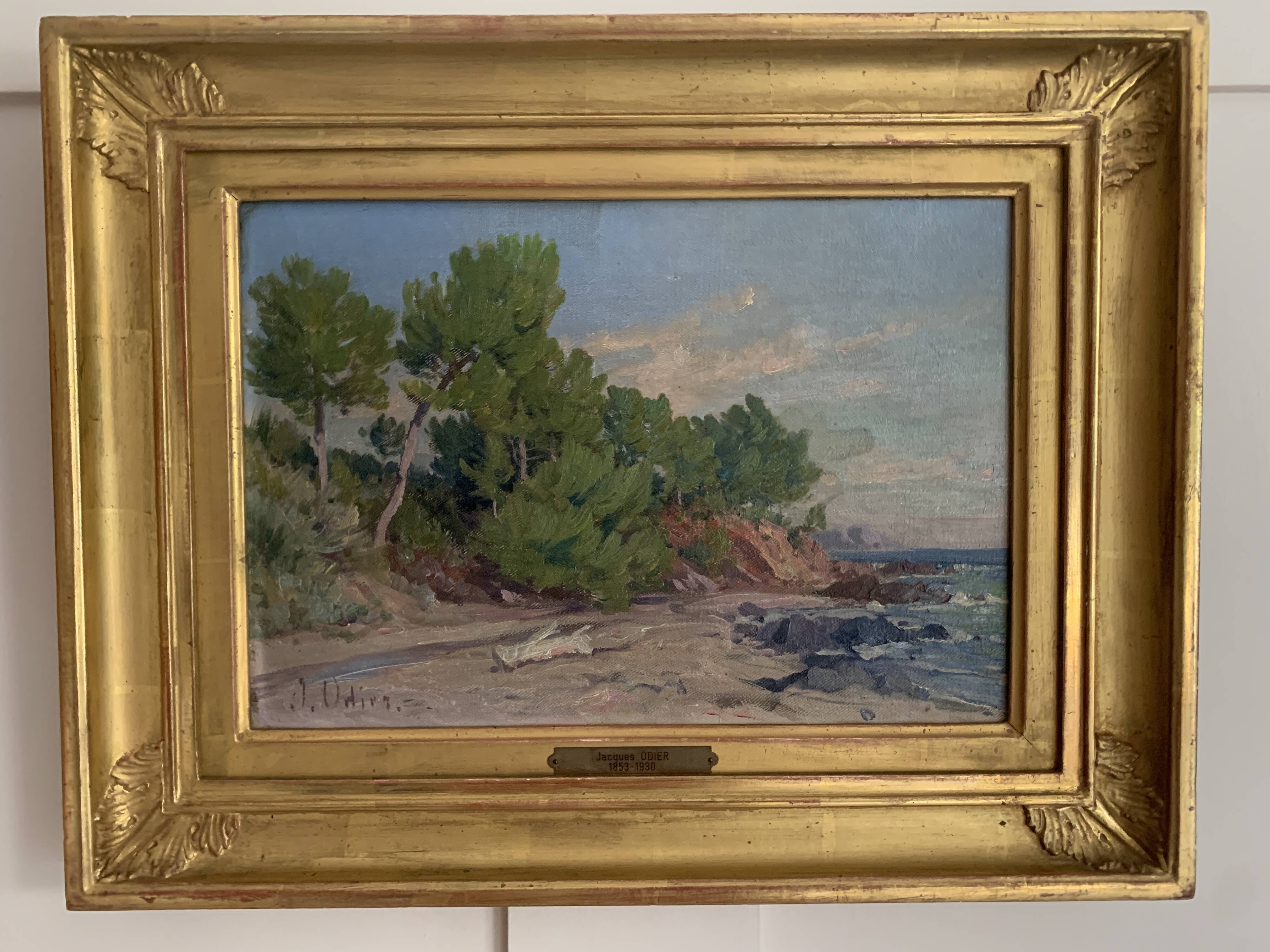 Oil on canvas Jacques Odier 1853-1930 Seaside Landscape