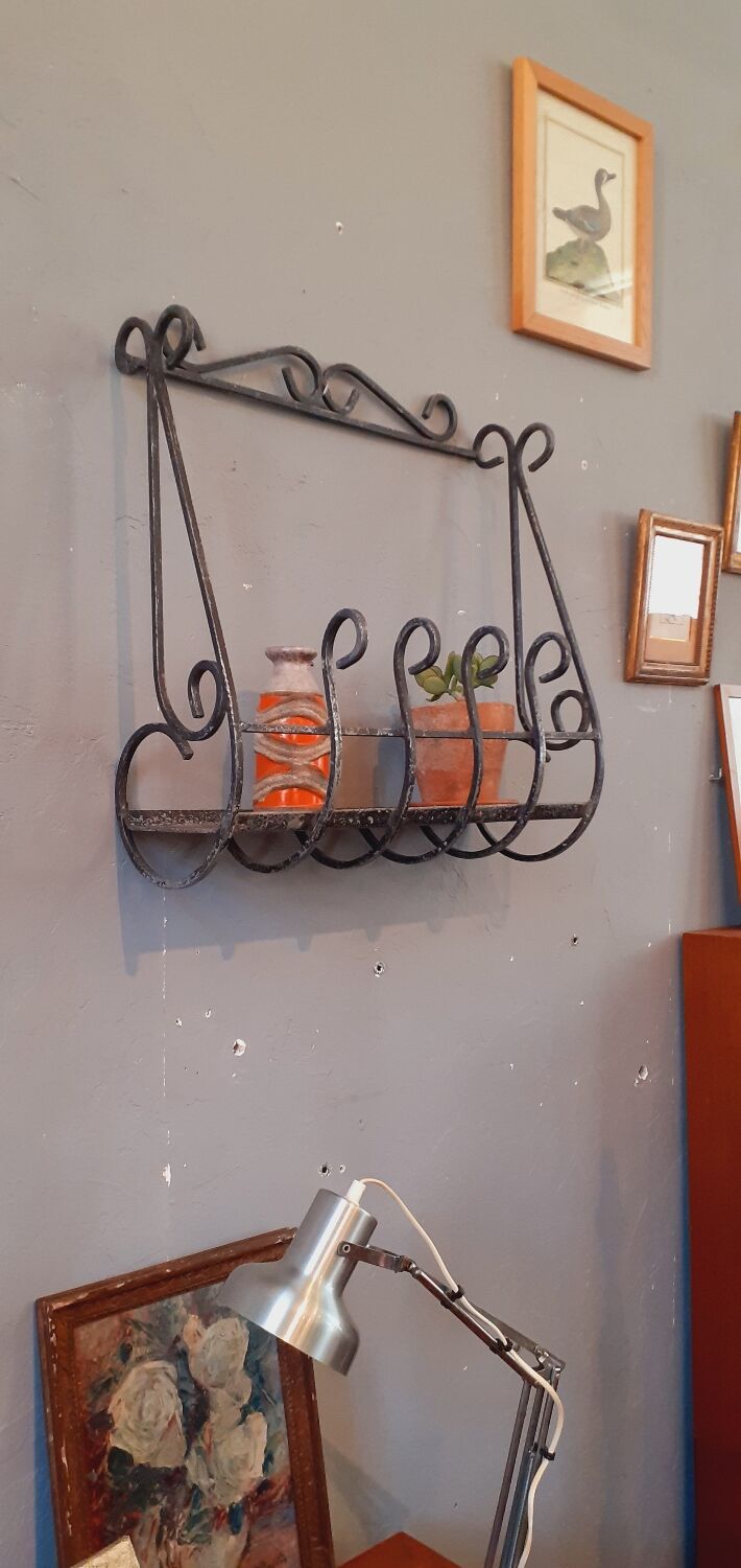 Jardinière murale années 70 en fer forgé