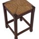 Vintage rattan stool with oak, 60s wabi sabi design, minimalist