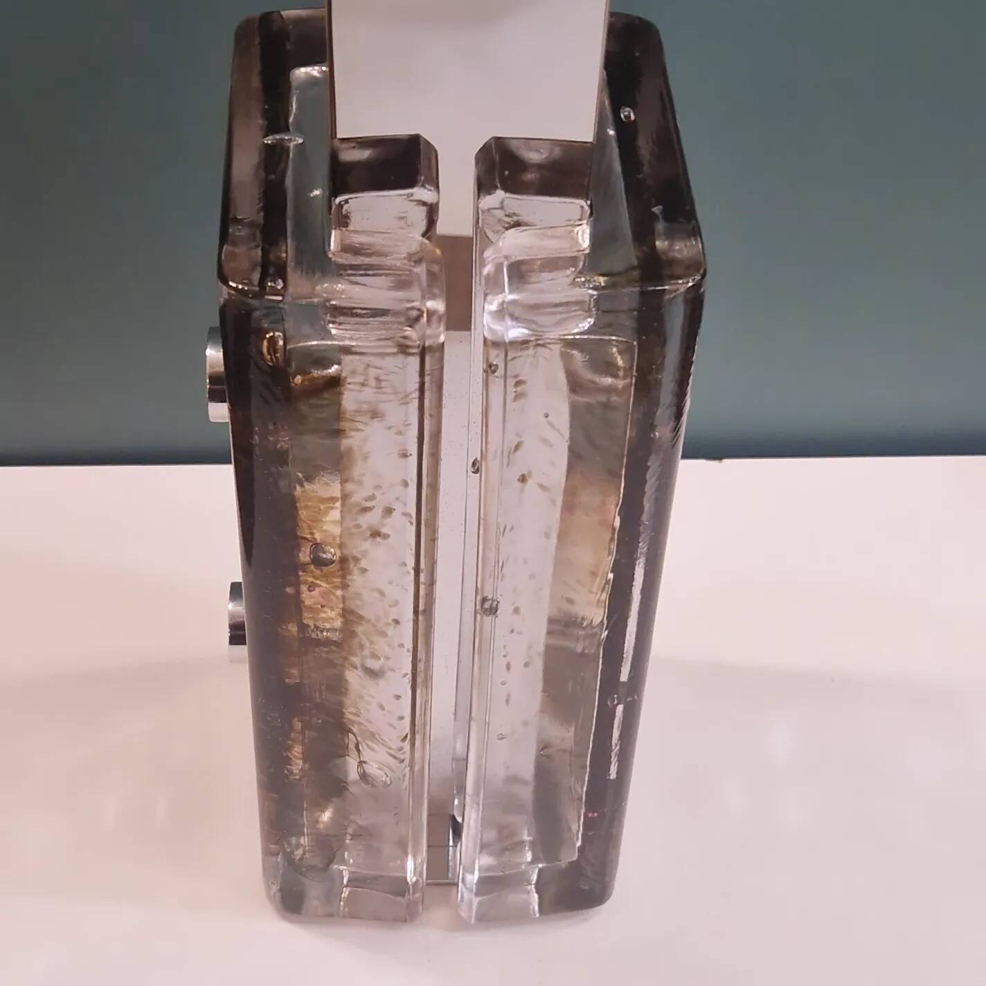 Large table lamp base in Murano glass and chromed metal from the 70s