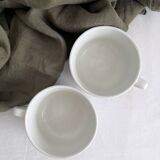 2 white porcelain cups Apilco vintage Parisian bistro