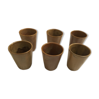 glazed Digoin stoneware cups in very good condition. signed.