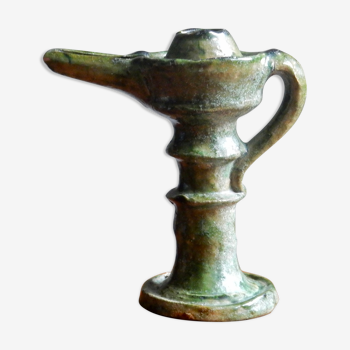 Tamegroute lampe à huile poterie artisanale du Maroc en terre cuite verte