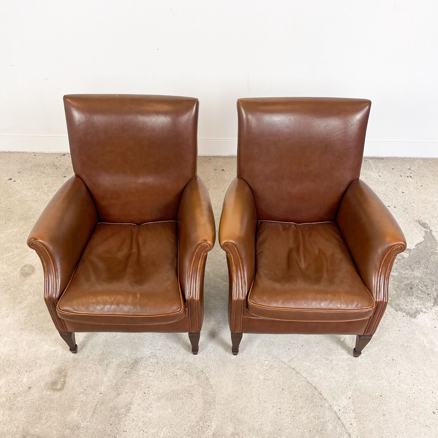 Ensemble de deux fauteuils en cuir vintage Delft