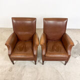 Ensemble de deux fauteuils en cuir vintage Delft