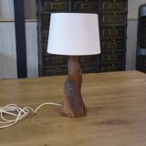 Brutalist walnut wood lamp 1960s
