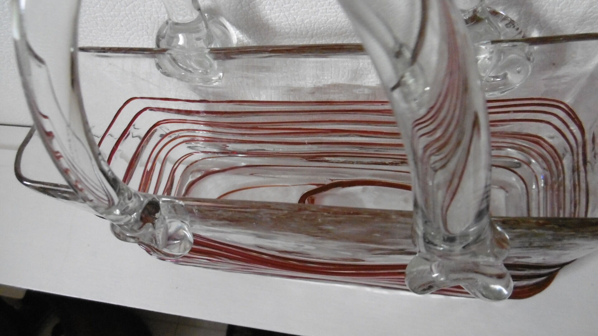 Vintage blown glass basket vase