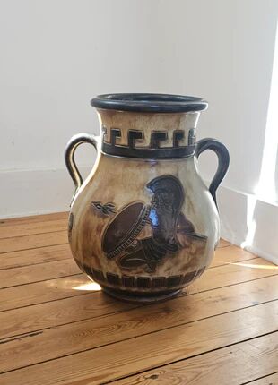 Very large amphora vase by Roger Guérin Bouffioulx in stoneware.